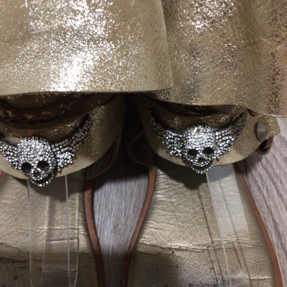 Zadig & Voltaire Gold Rhinestone skull gladiator Sandals 7 - Picture 6 of 11